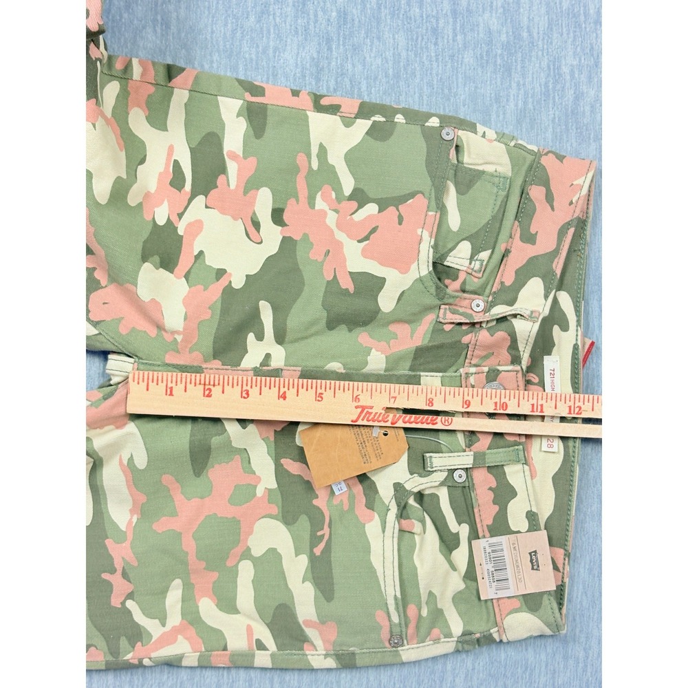 Levis 721 High Rise Skinny Jeans Womens 28 Pink Green Camo Camouflage Denim - Picture 9 of 15